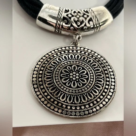 Scroll and Dots Large Pendant Necklace - Picture 3 of 4